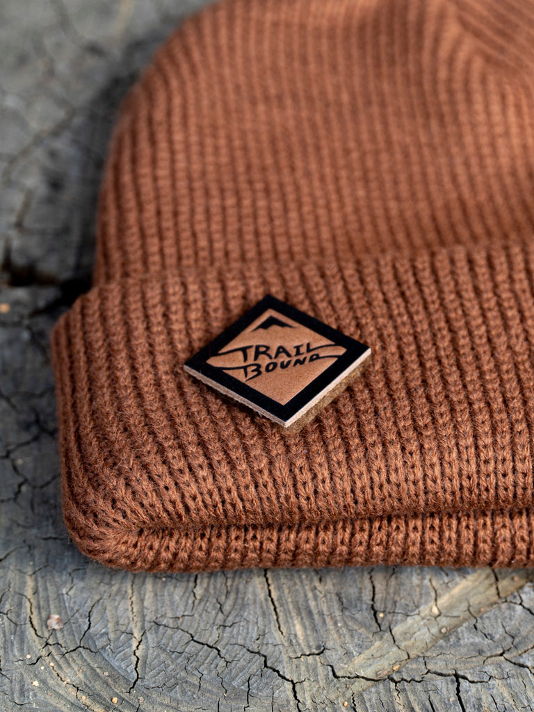 Brown Beanie Leather Diamond Patch