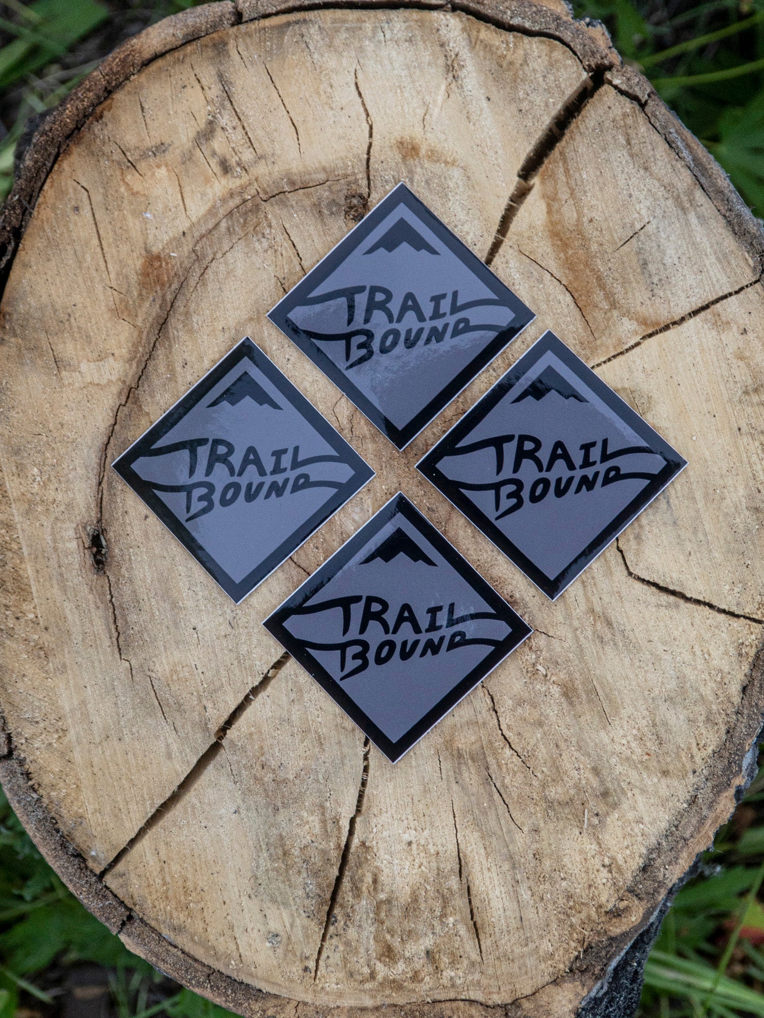 Heavy Duty Grey Small Trailbound Sticker 4 pack